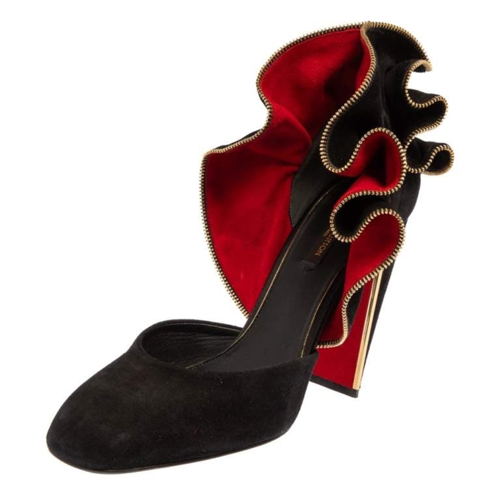 Louis Vuitton Black Suede Trimmed Pumps - Picture 2 of 12